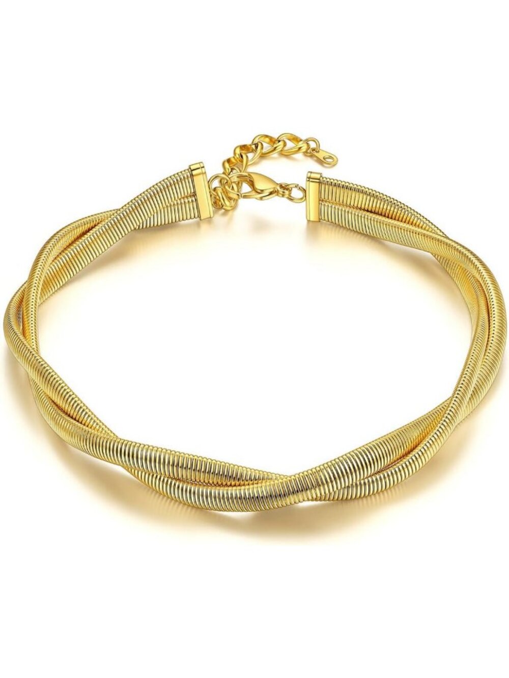 Chunky Chain Choker Necklace for Women, Stainless Steel Snake Link Design